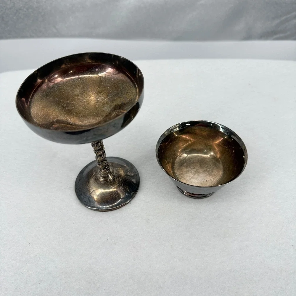Paul Revere Reproduction Silver Plate Bowl and Engraved Stemmed Chalice Set12640